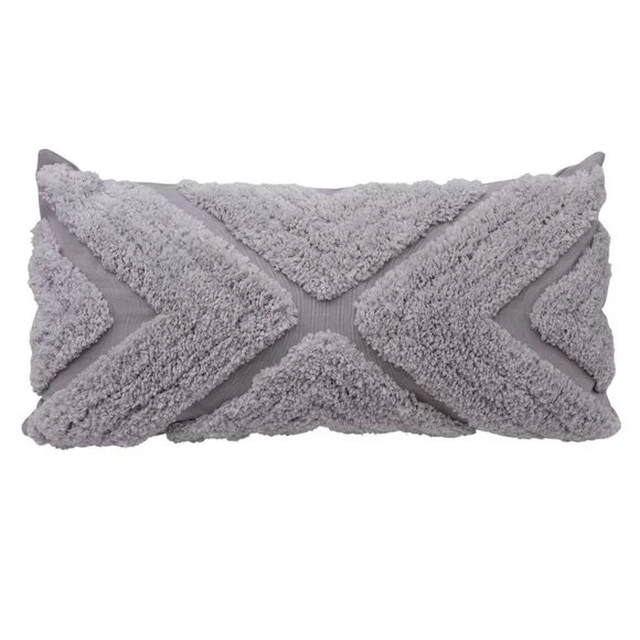 NWOT Home Reflection Tufted Decorative 12" x 24" Pillow Gray Decor Cozy Modern - Picture 2 of 11